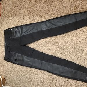 Black jeans with faux leather panels